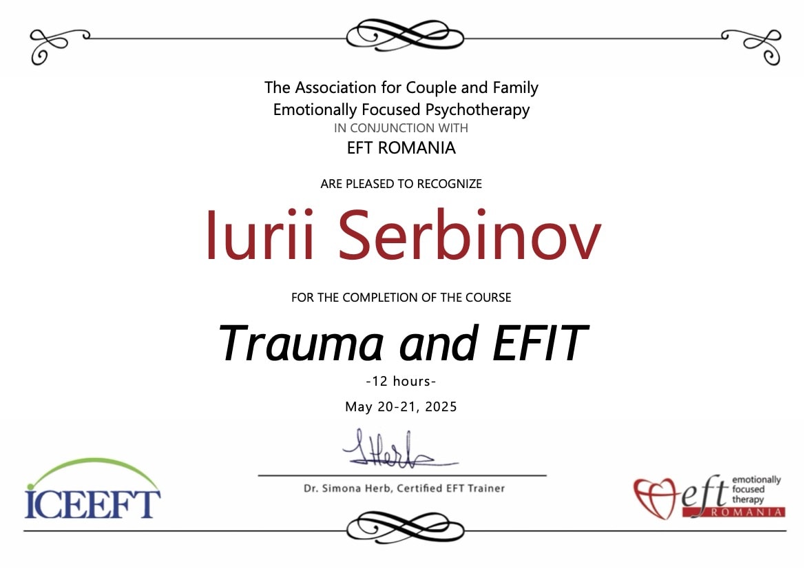 «Травма в Емоційно-фокусованій індивідуальній терапії» (Simona Herb, EFT Romania, ICEEFT, 2025)