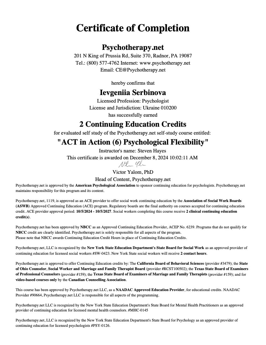 2024 - ACT in Action (6) Psychological Flexibility